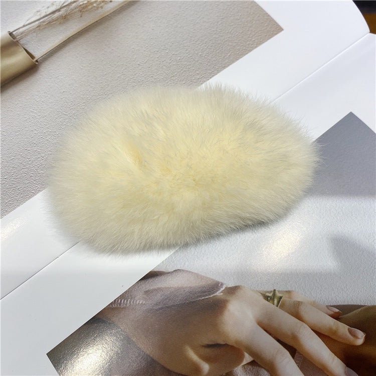 The Cloud Comfort Claw: Luxe Faux Rex Rabbit Fur Hair Grip - Oversized Plush Statement Clip for Winter Elegance Feminé Luxé