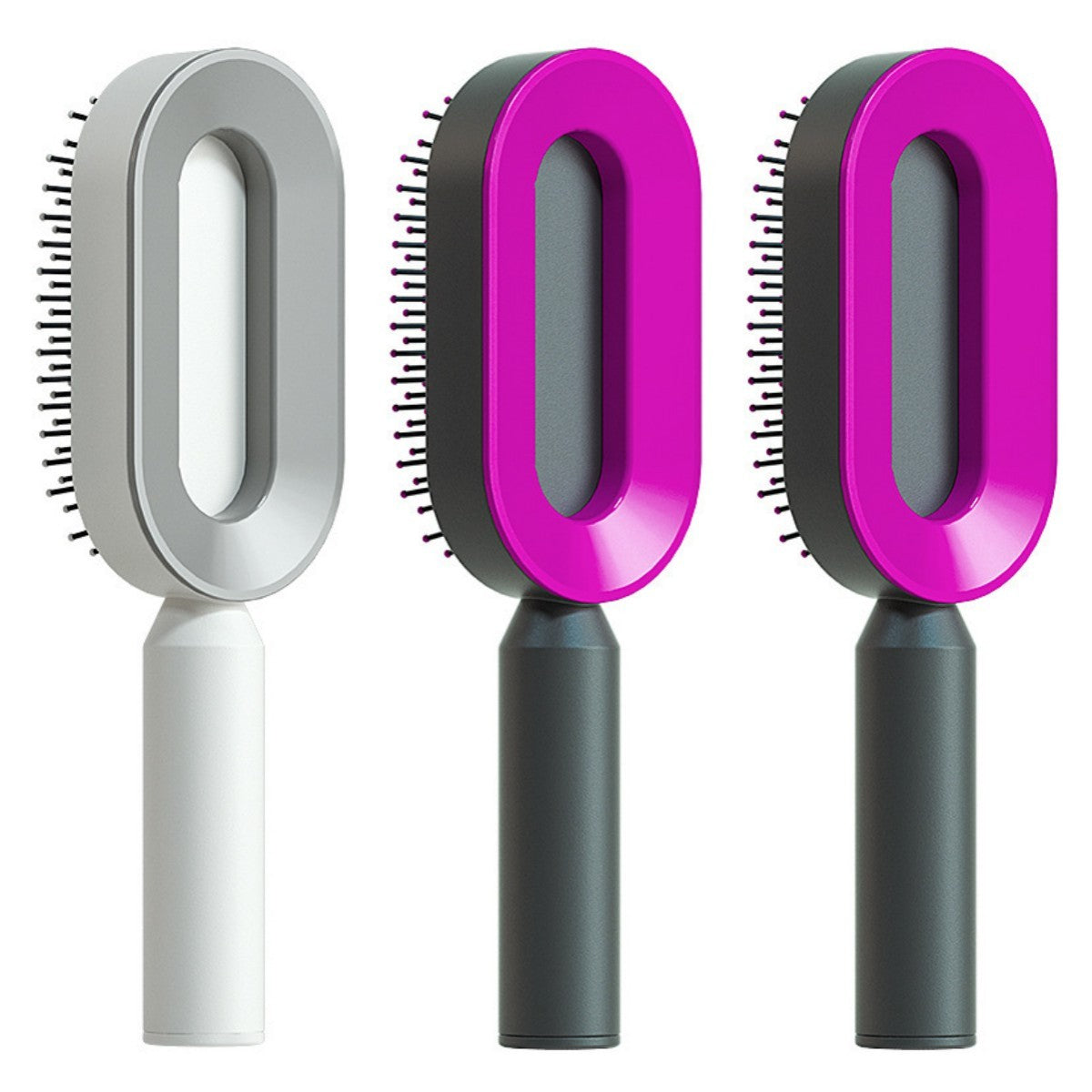 The Serenity Glide: One-Key Self-Cleaning Detangler & Scalp Massager Brush Feminé Luxé