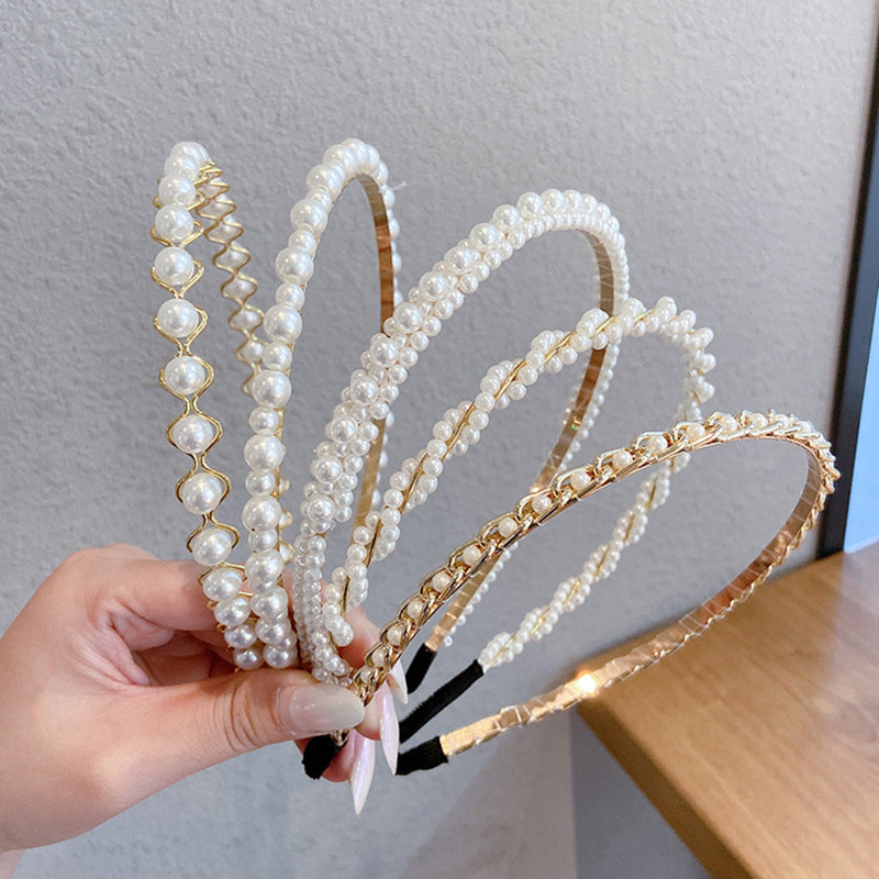 The Versailles Braid: Multi-Row Faux Pearl Headband - Elegant Woven Hair Accessory for Timeless Grace Feminé Luxé