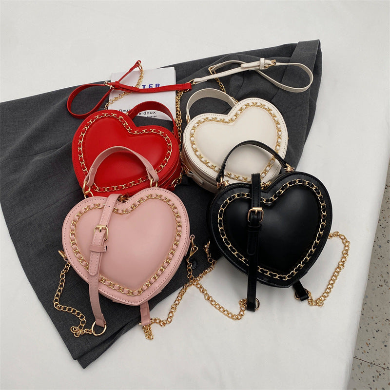 The 'Amour' Heart-Shaped Chain Crossbody - Luxe Studded Mini Statement Bag Feminé Luxé