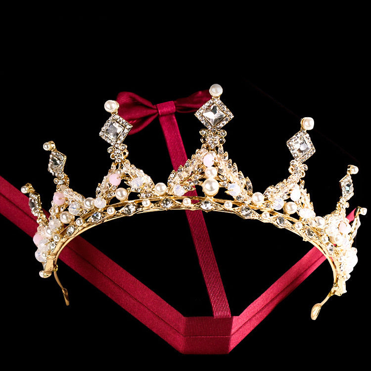 The Sovereign Diadem: Elite Faux Pearl & Rhinestone Bridal Crown - Majestic Queen Tiara in Gold or Silver Finish Feminé Luxé