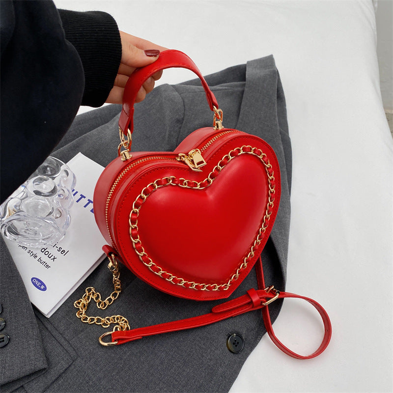 The 'Amour' Heart-Shaped Chain Crossbody - Luxe Studded Mini Statement Bag Feminé Luxé