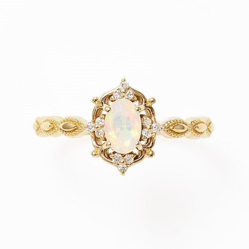 Vintage Crown Natural Opal Ring | 925 Sterling Silver Gold-Plated Feminé Luxé
