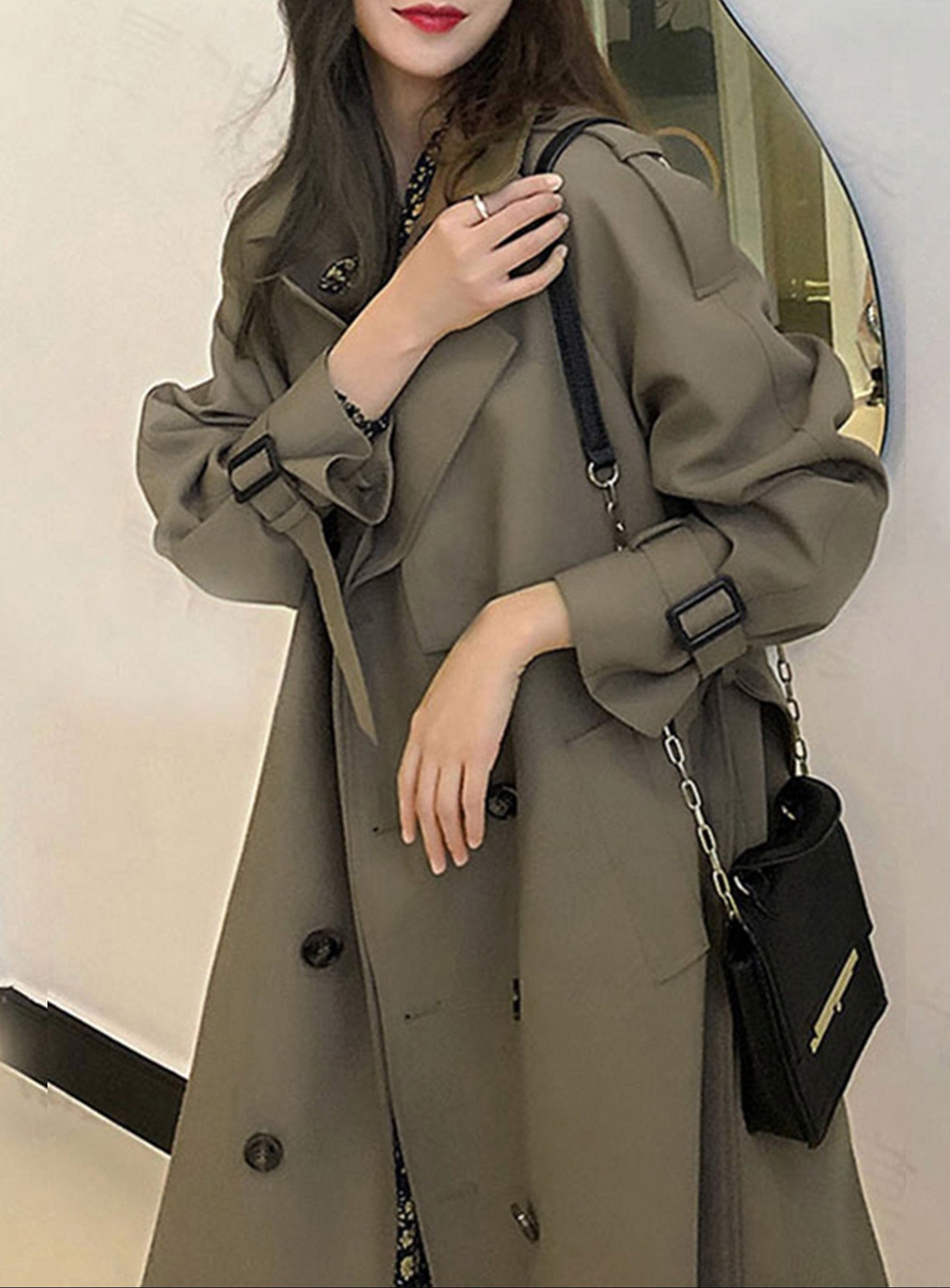 The Parisian Trench: Elegant Double-Breasted Korean Style Coat Feminé Luxé