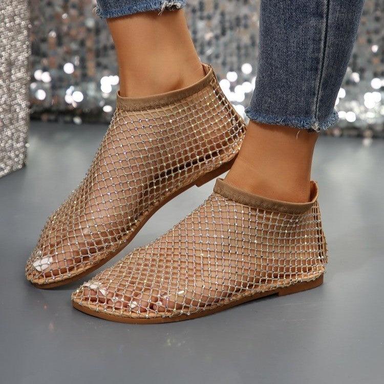 The Starlight Mesh Slide: Crystal Embellished Statement Flats Feminé Luxé