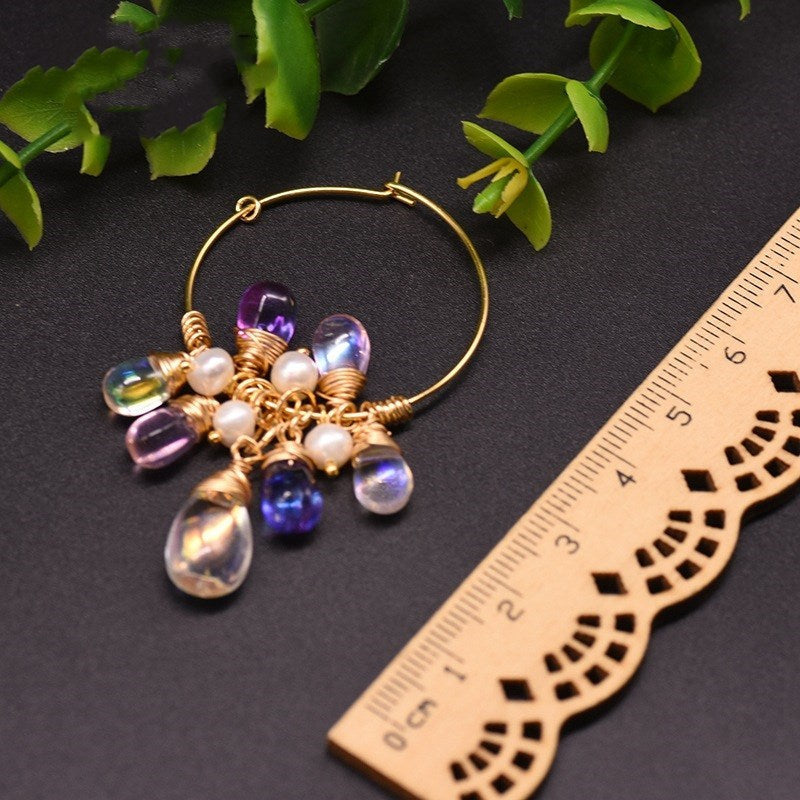 Bohemian Luxe Hoop Earrings | 925 Sterling Silver, Natural Pearl & Czech Crystal Dangles Feminé Luxé