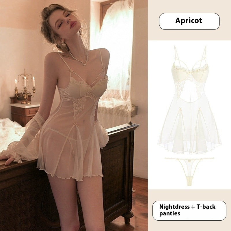 The "Cloud Nine" Sheer Mesh & Lace Nightdress Set Feminé Luxé