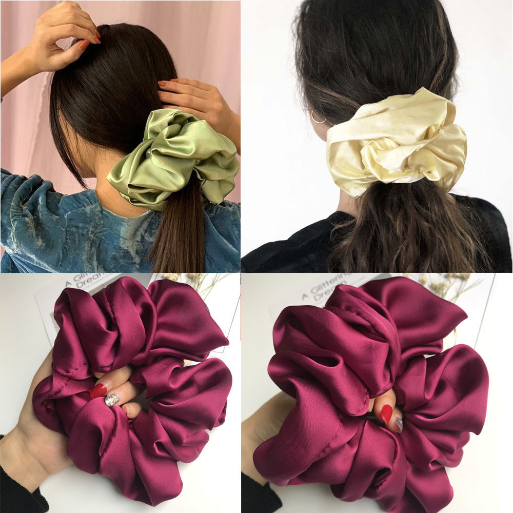 The Silk Grandeur Scrunchie: Oversized Luxurious Satin Hair Tie - Handcrafted Statement Accessory for Velvet Softness Feminé Luxé