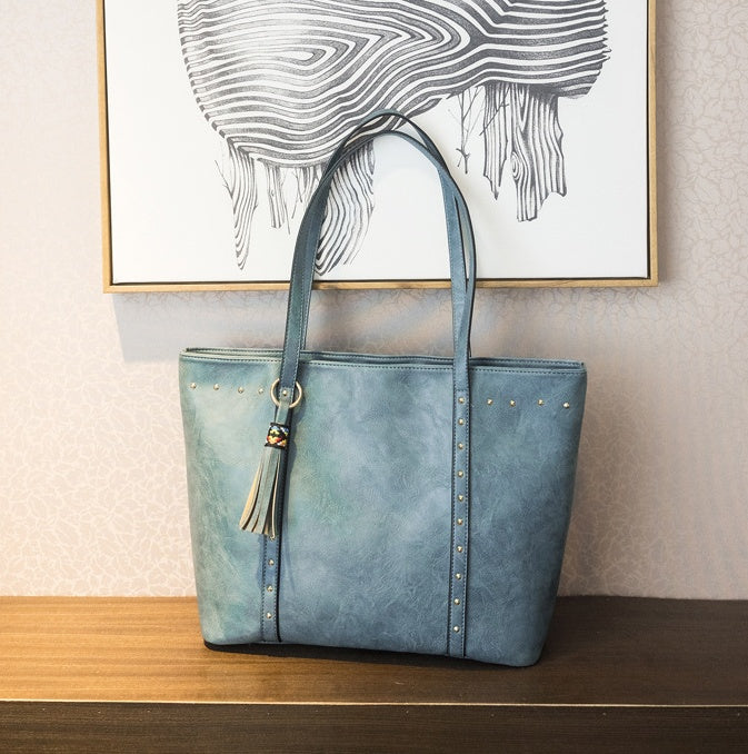 The 'Executive' Large Capacity Tote - Studded Vegan Leather Shoulder Bag Feminé Luxé