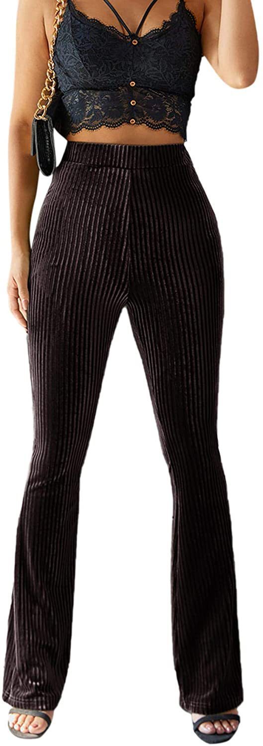 Luxé Gold Velvet Plissé High-Waist Flared Trousers Feminé Luxé