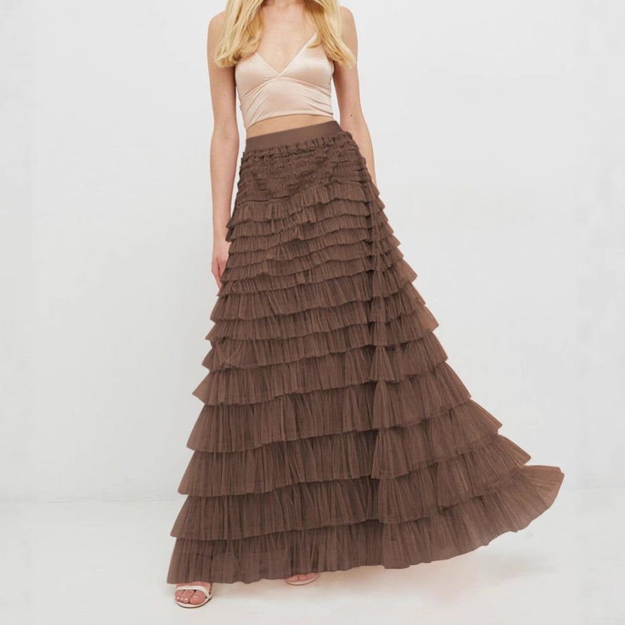 Feminé Luxé Exclusive The Grandeur Tiered Tulle Maxi Skirt for Women | High-Rise & Sculptural Volume Feminé Luxé
