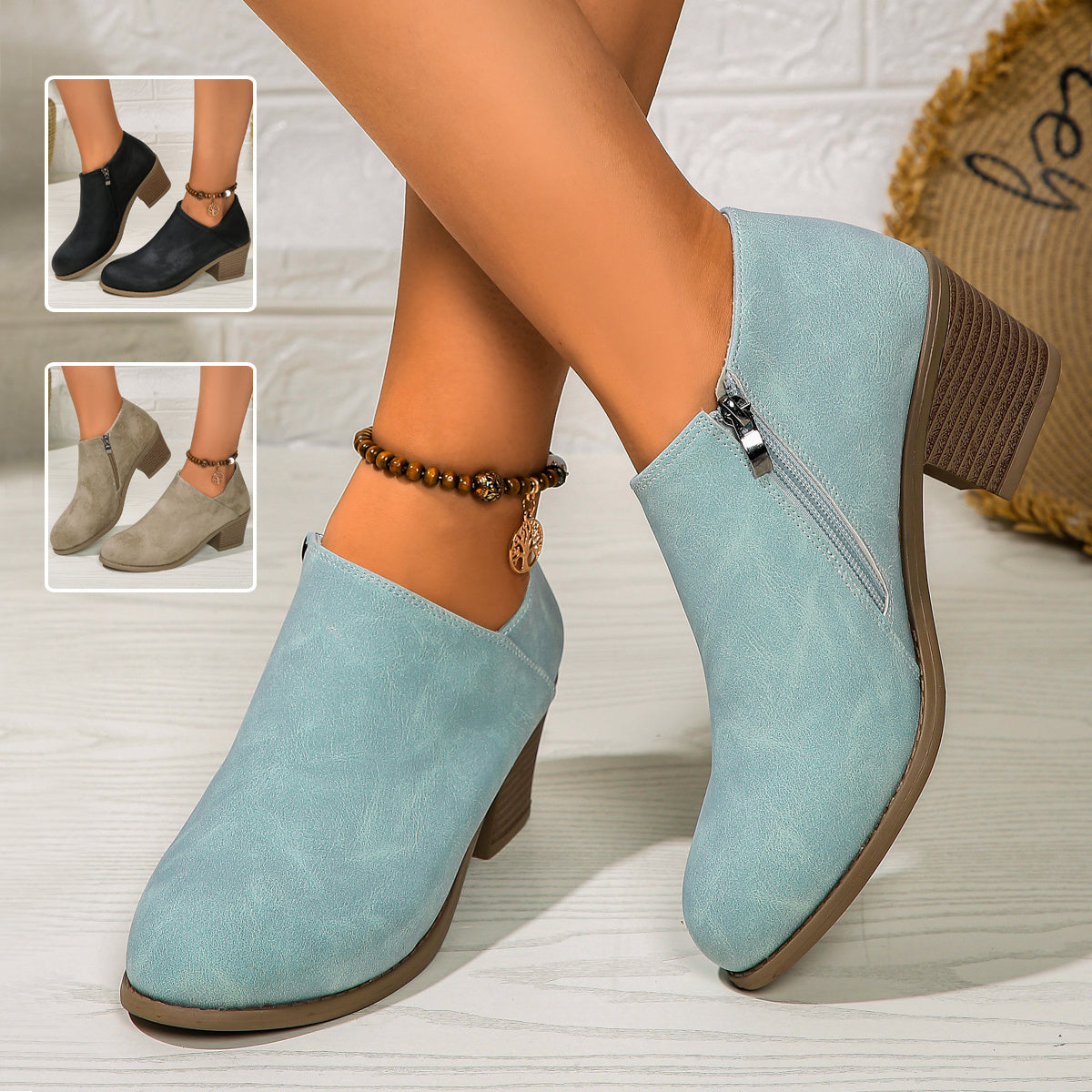 The 'City Stroll' Minimalist Block Heel Ankle Boot Feminé Luxé