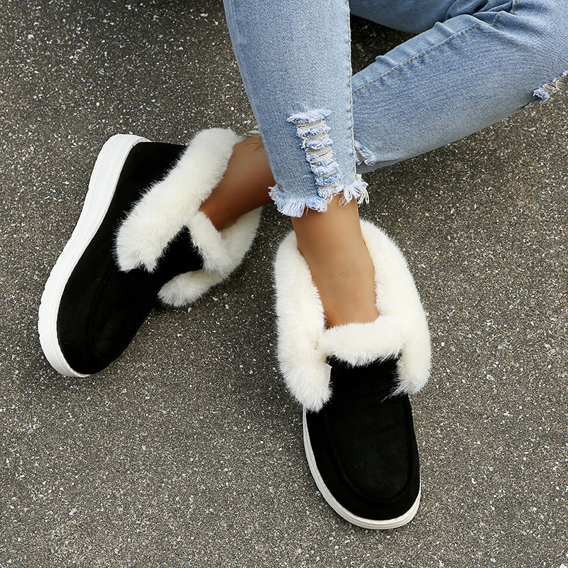 Enchanting Comfort: Faux Fur Trim Ankle Boots Feminé Luxé