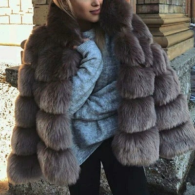 Luxury Fluffy Faux Fur Hooded Winter Coat Feminé Luxé