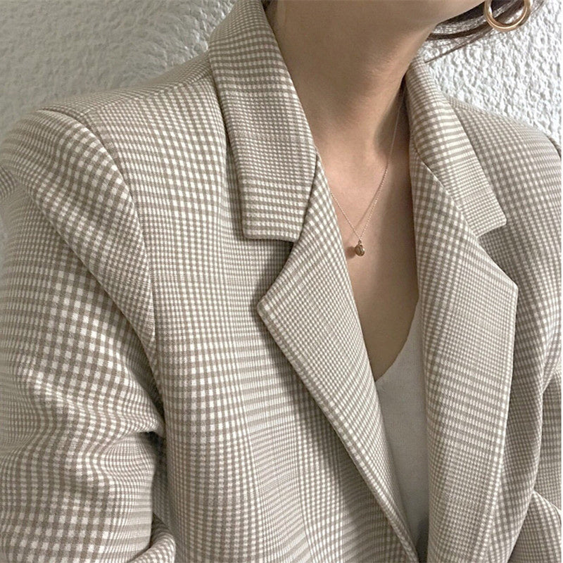The Luxurious Heritage Plaid Oversized Blazer – Khaki Edit Feminé Luxé