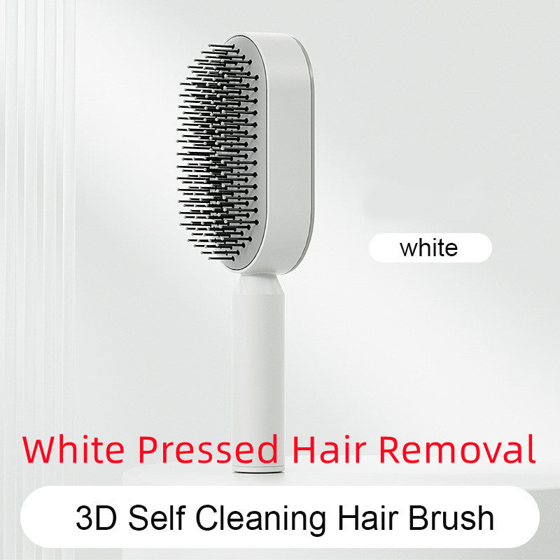The Serenity Glide: One-Key Self-Cleaning Detangler & Scalp Massager Brush Feminé Luxé