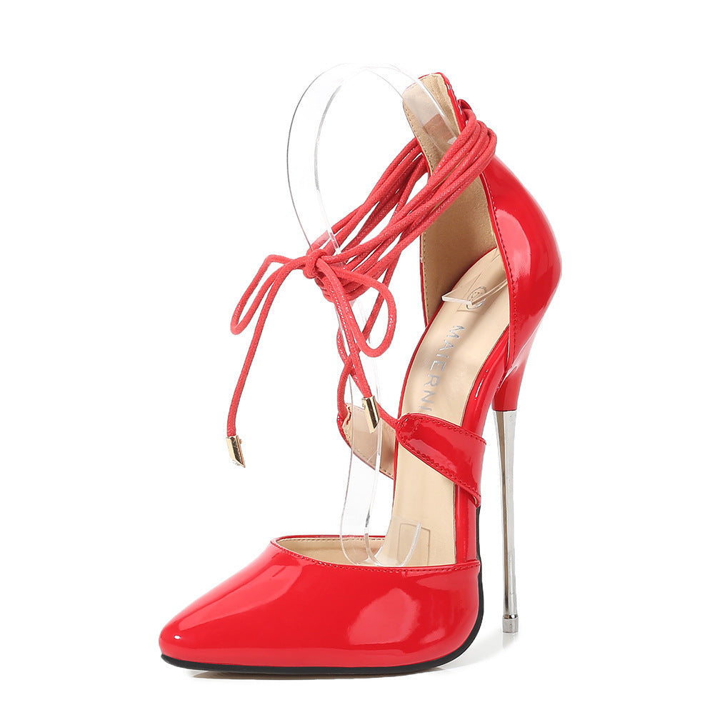 Feminé Luxé Exclusive The Scarlet Siren Stiletto - Patent Leather Lace-Up Pump Feminé Luxé