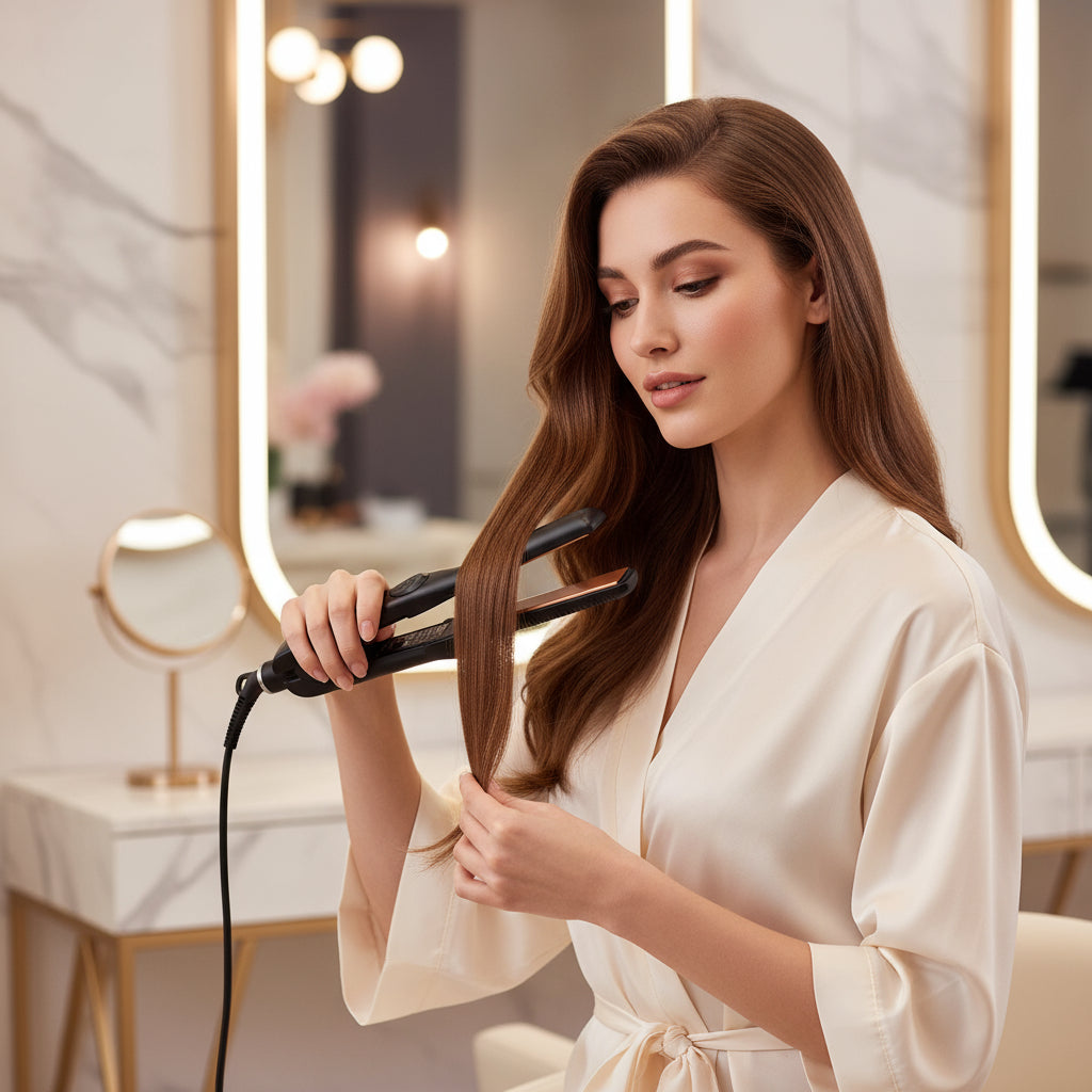 The Precision Sculptor: Mini 2-in-1 Ceramic Flat Iron for Unisex Hair Styling Feminé Luxé
