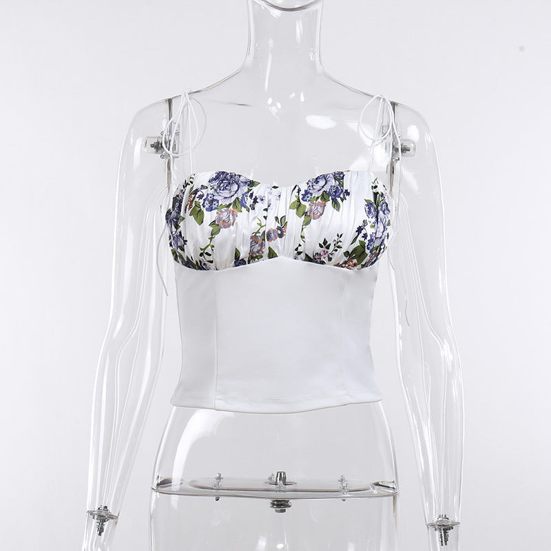 Floral Print Tie-Strap Corset Top | Deep V Crop Bustier Feminé Luxé