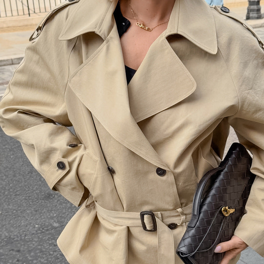 The Cinch-Waist Trench: Mid-Length Lapel Coat Feminé Luxé