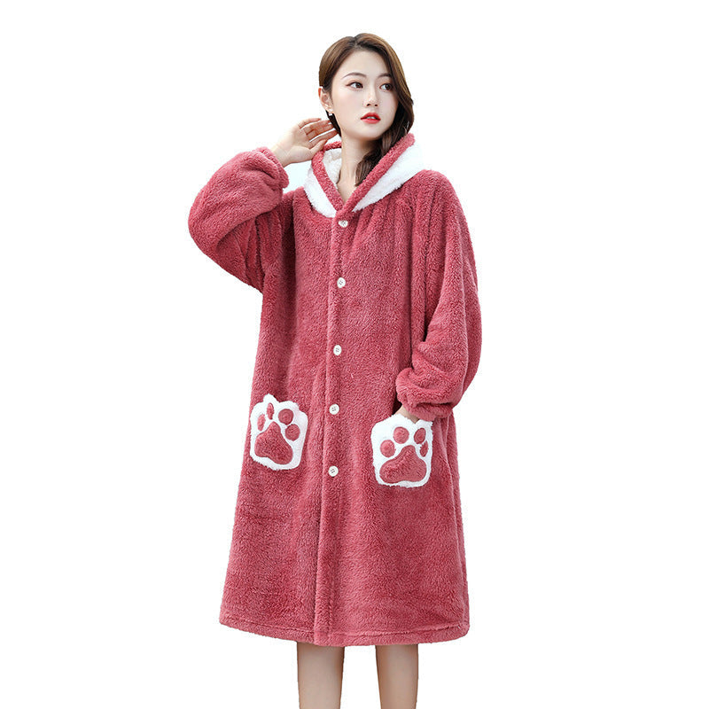 The Plush Hooded Long Lounge Robe Feminé Luxé