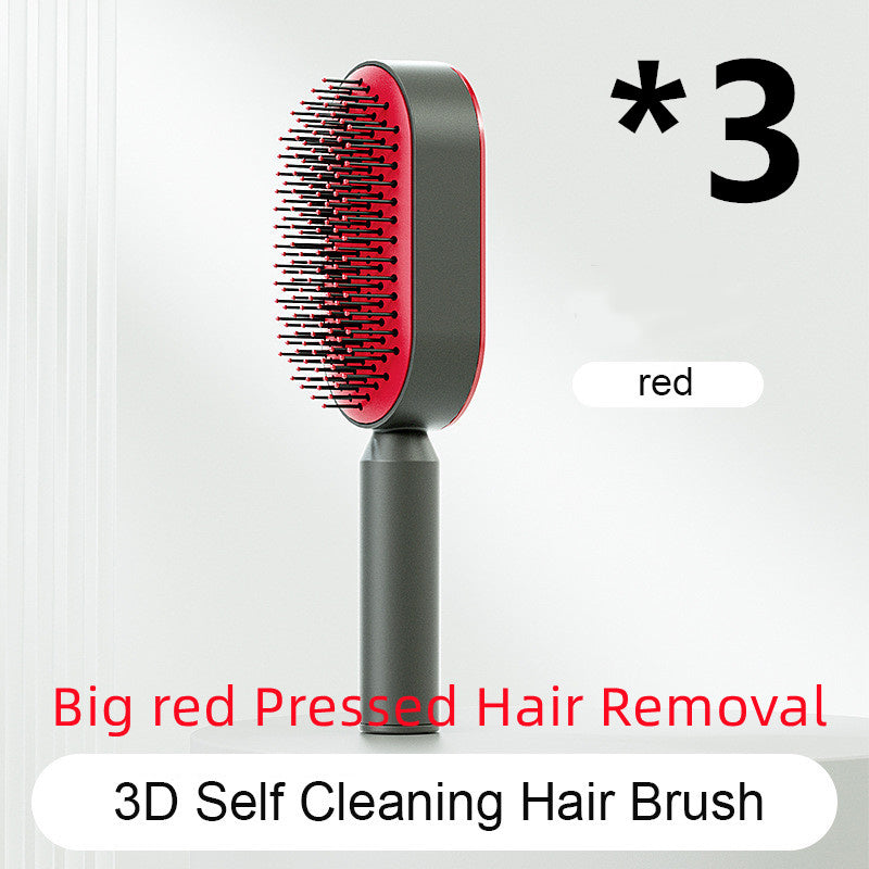 The Serenity Glide: One-Key Self-Cleaning Detangler & Scalp Massager Brush Feminé Luxé