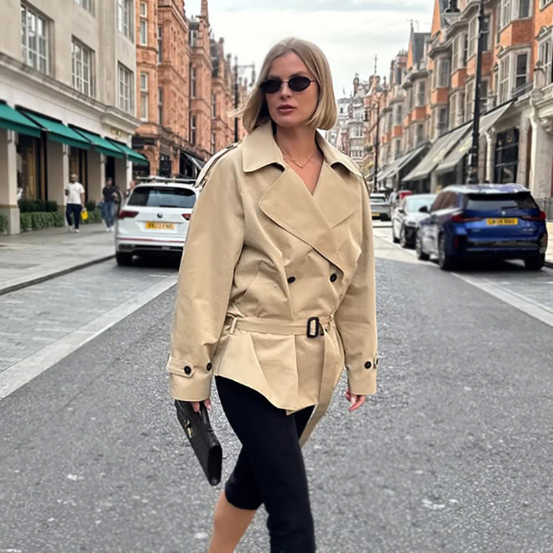 The Cinch-Waist Trench: Mid-Length Lapel Coat Feminé Luxé