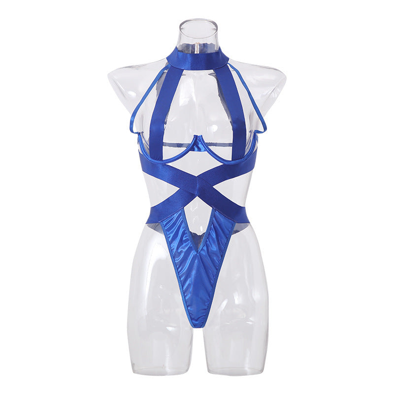 Bold Black Strappy Harness Hollow-Out Lingerie Bodysuit Feminé Luxé