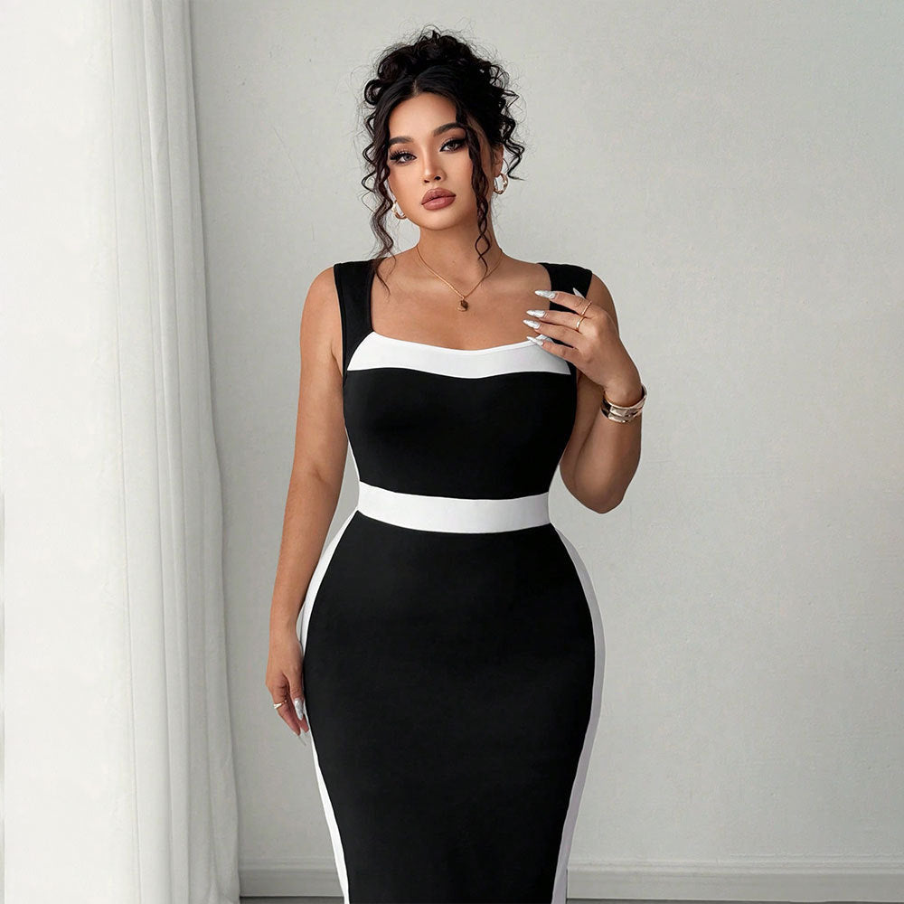 Black & White Contour Bodycon Dress Feminé Luxé