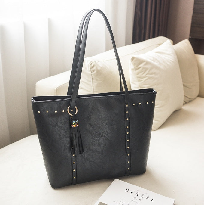 The 'Executive' Large Capacity Tote - Studded Vegan Leather Shoulder Bag Feminé Luxé