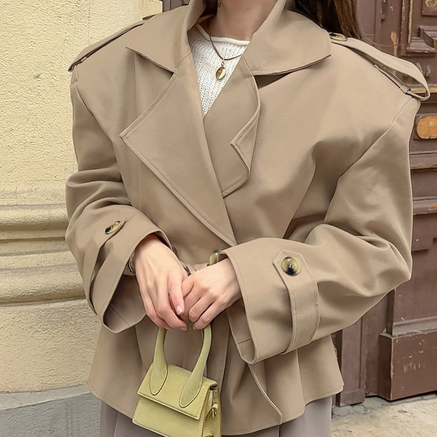 Trendy Casual Lace Up Waist-tight Mid-length Khaki Trench Coat For Women Feminé Luxé
