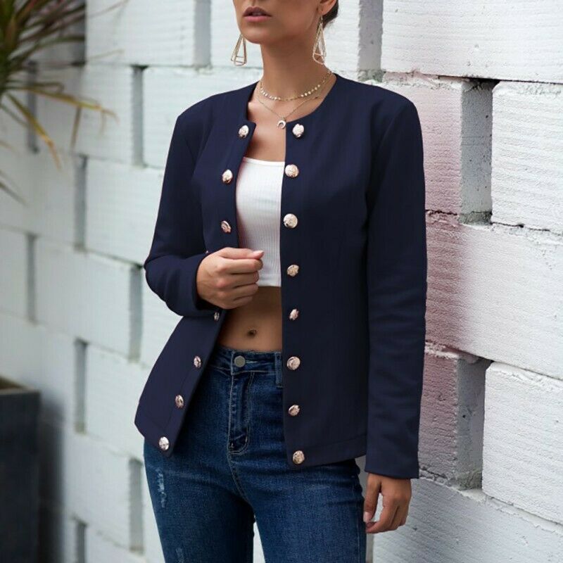 The Luxe Military-Inspired Cropped Jacket – Signature Gold Buttons Feminé Luxé