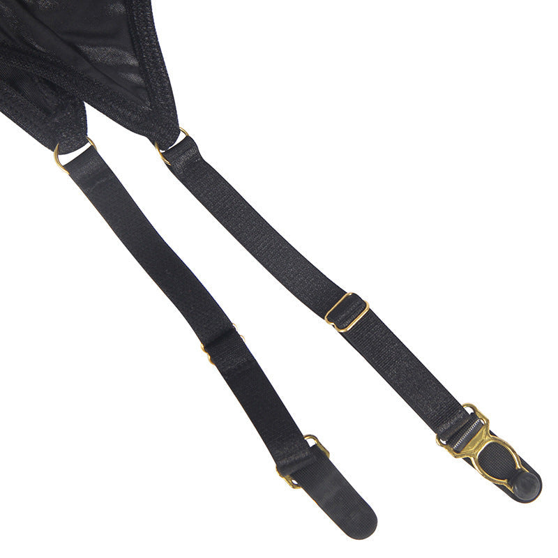 Large Size Black Zipper Bodysuit with Garter Straps Feminé Luxé