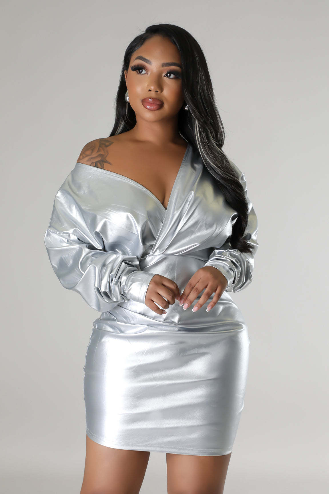 Ivory Faux Leather Mini Dress Feminé Luxé