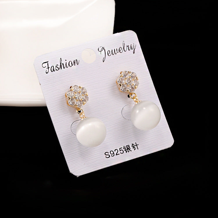 Exquisite S925 Silver Post | Crystal Flower & Pearl Drop Earrings Feminé Luxé