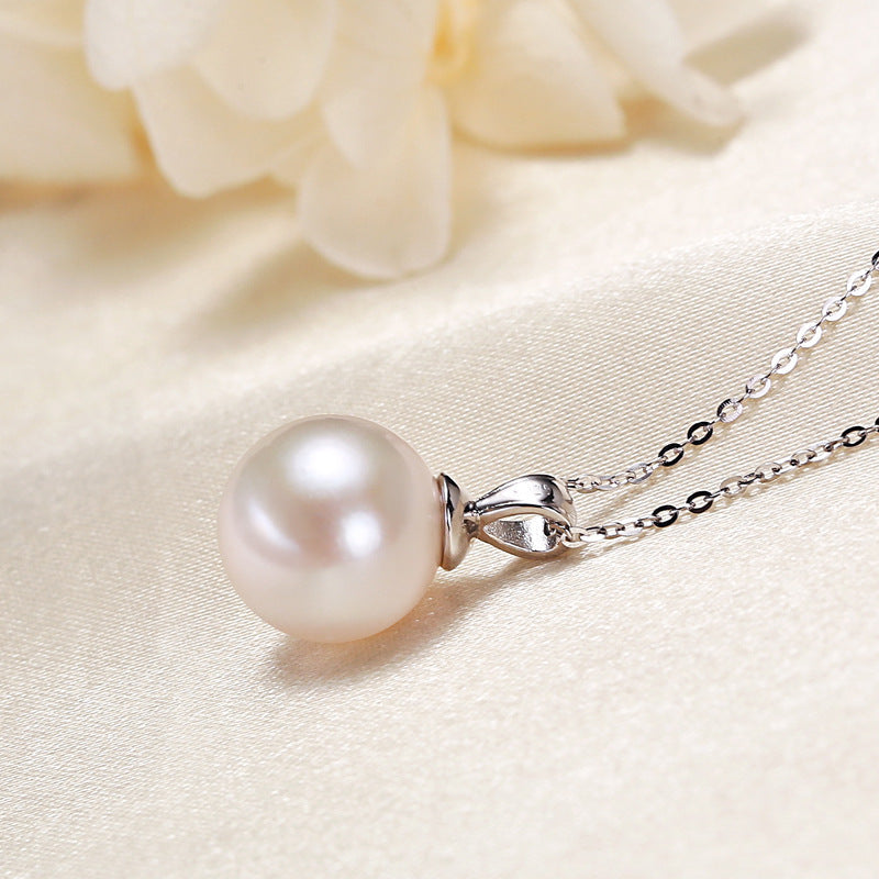 Elegant S925 Sterling Silver Single Edison Freshwater Pearl Pendant Necklace Feminé Luxé