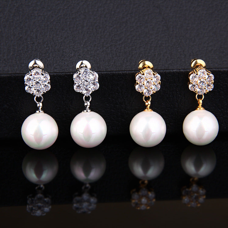 Exquisite S925 Silver Post | Crystal Flower & Pearl Drop Earrings Feminé Luxé