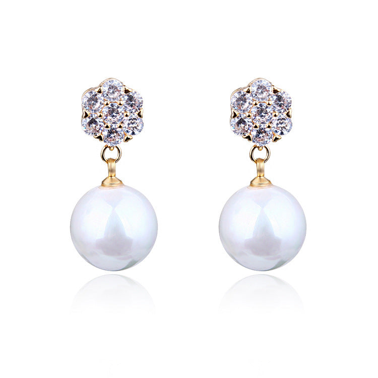 Exquisite S925 Silver Post | Crystal Flower & Pearl Drop Earrings Feminé Luxé