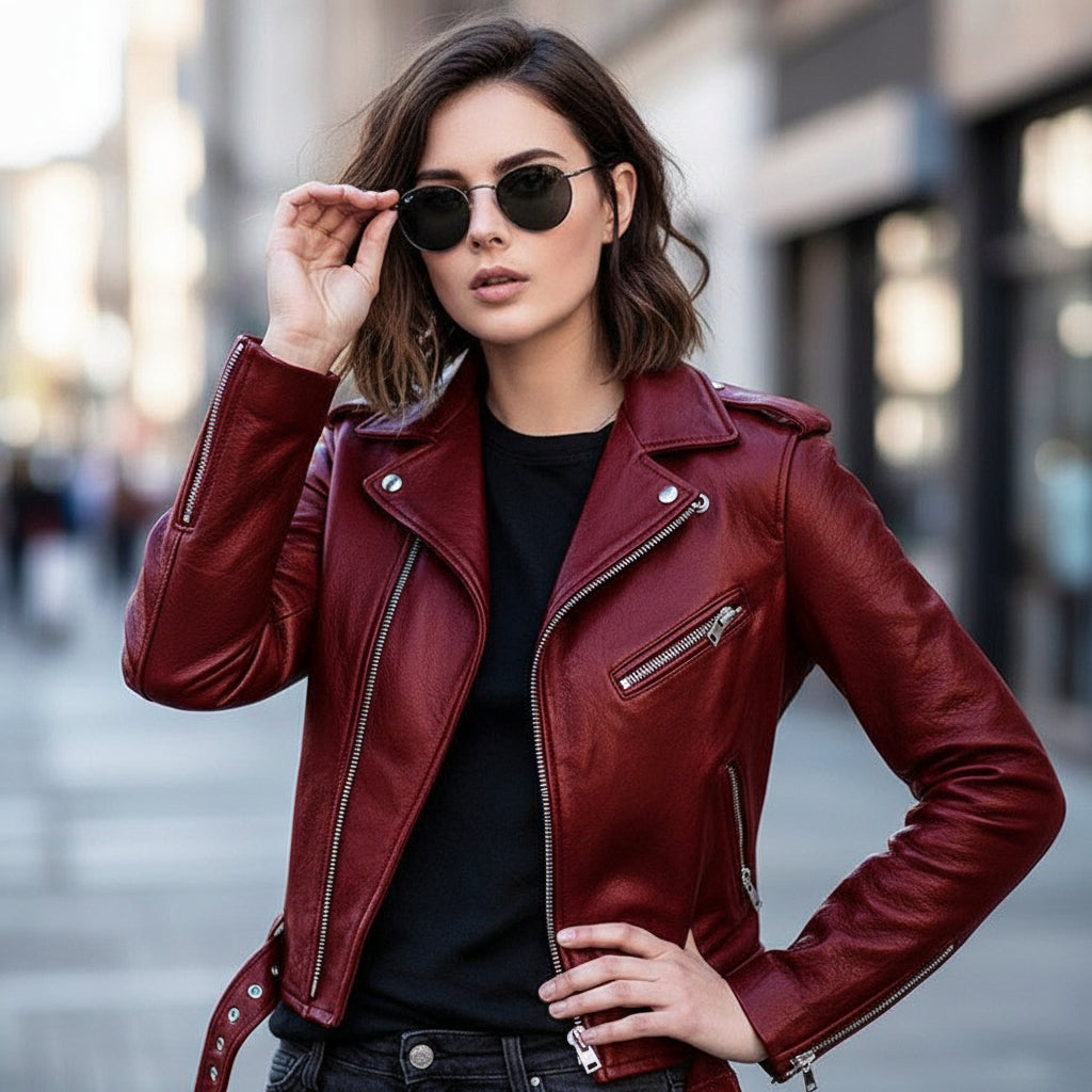 The 'Vixen' Biker Faux Leather Jacket | Zip & Belt Detail Outerwear Feminé Luxé