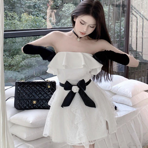 Bow Accent Bustier Mini Dress Feminé Luxé