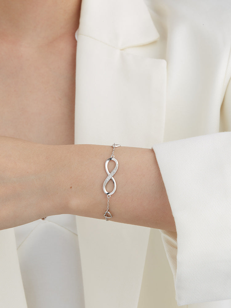 Sterling Silver Infinity Symbol Bracelet - Minimalist Women's Fine Jewelry with Zircon Feminé Luxé