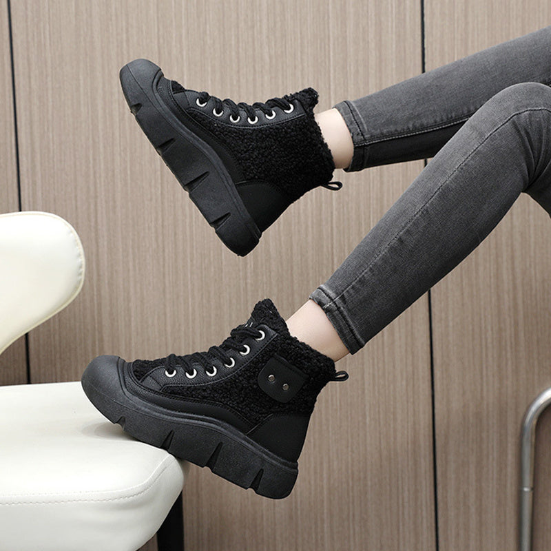 The 'Glacier Peak' Faux Cashmere Lace-Up Platform Boots Feminé Luxé