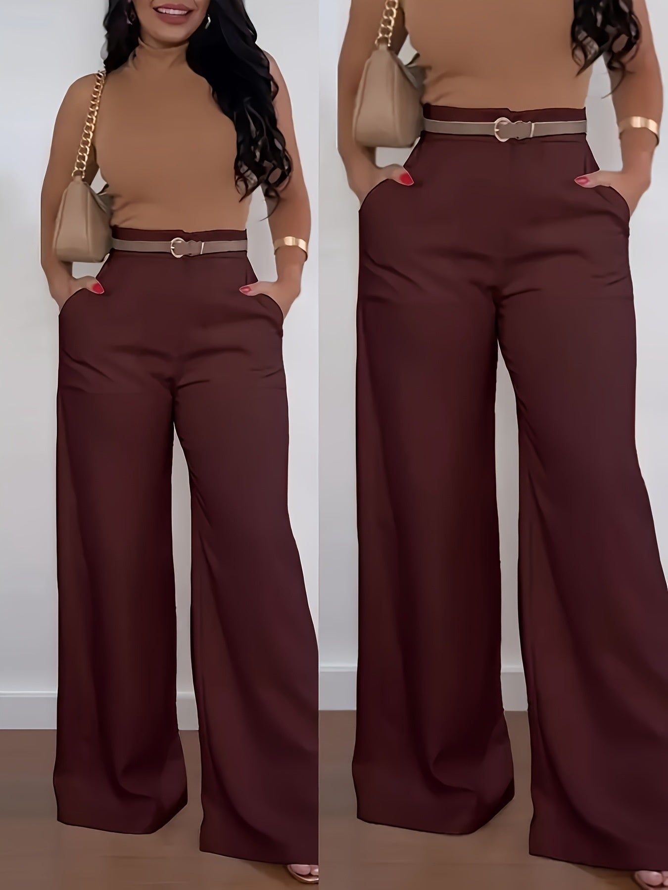 Elegant High-Waist Wide-Leg Palazzo Trousers Feminé Luxé