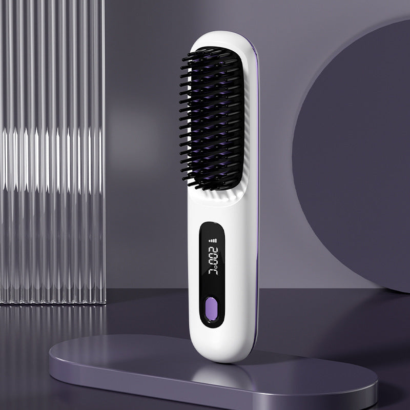 The Voyage Compact: Cordless USB-C Fast-Heat Straightening Brush with LCD Display Feminé Luxé