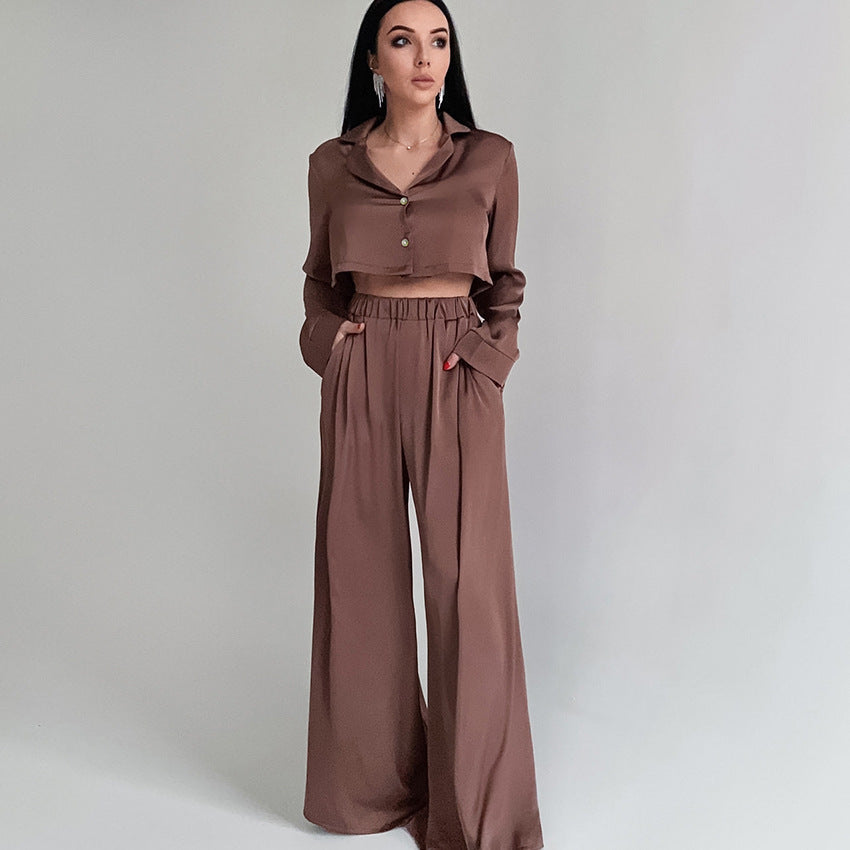 Silky Wide-Leg Palazzo Lounge Set Feminé Luxé