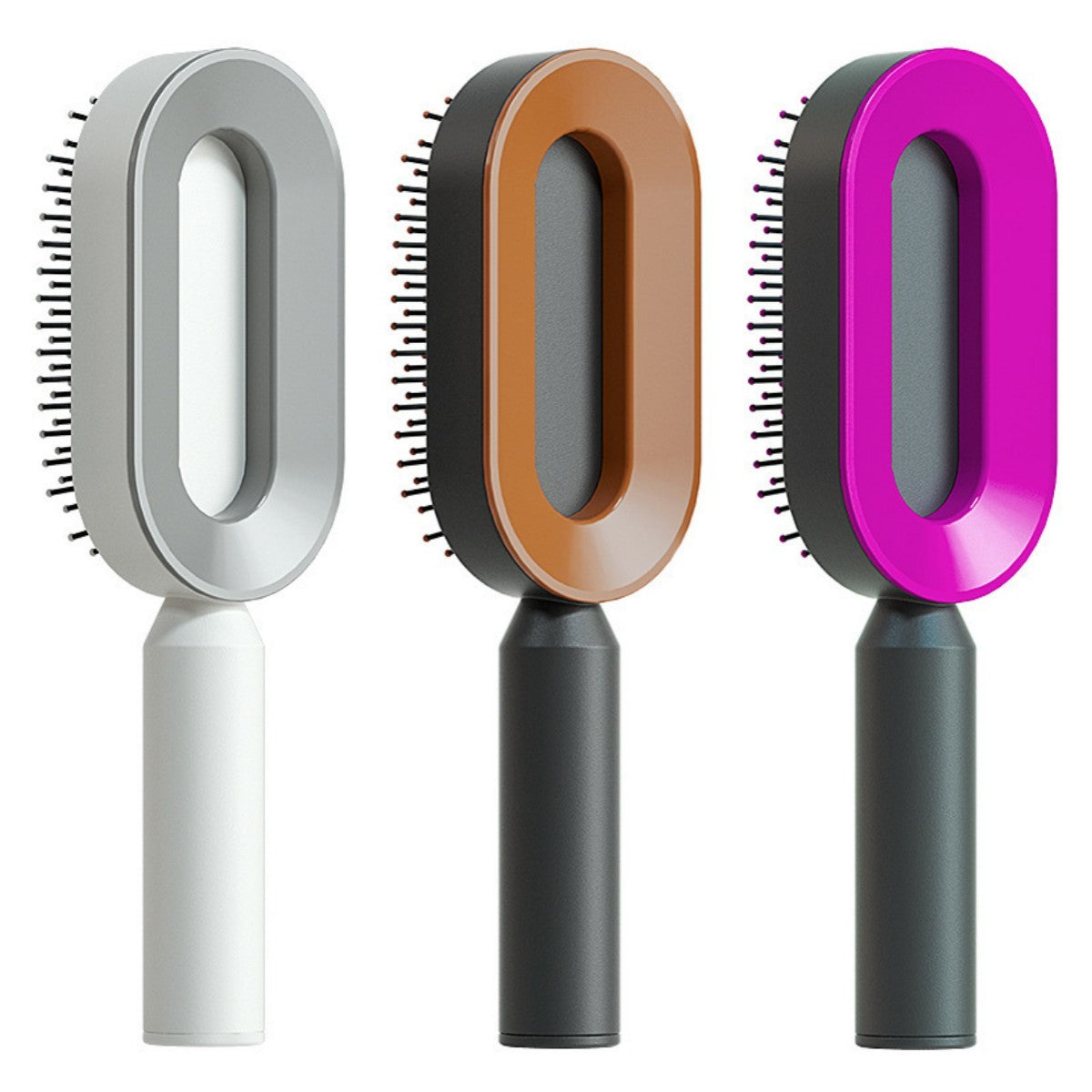 The Serenity Glide: One-Key Self-Cleaning Detangler & Scalp Massager Brush Feminé Luxé
