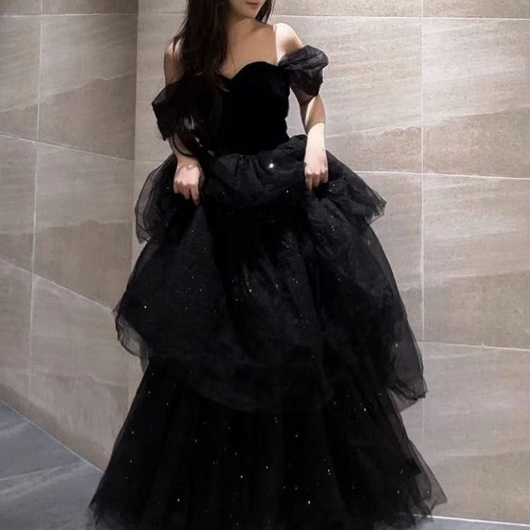 Feminé Luxé Exclusive Midnight Glamour Tulle Mini Ballgown - Luxurious Off-Shoulder Evening Dress Feminé Luxé