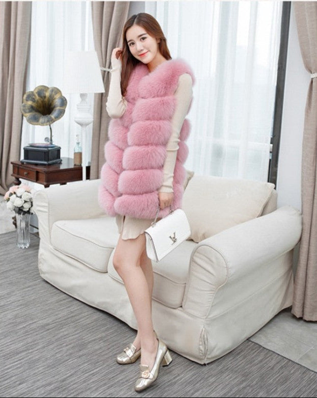 Longline Fluffy Faux Fur Statement Vest Feminé Luxé