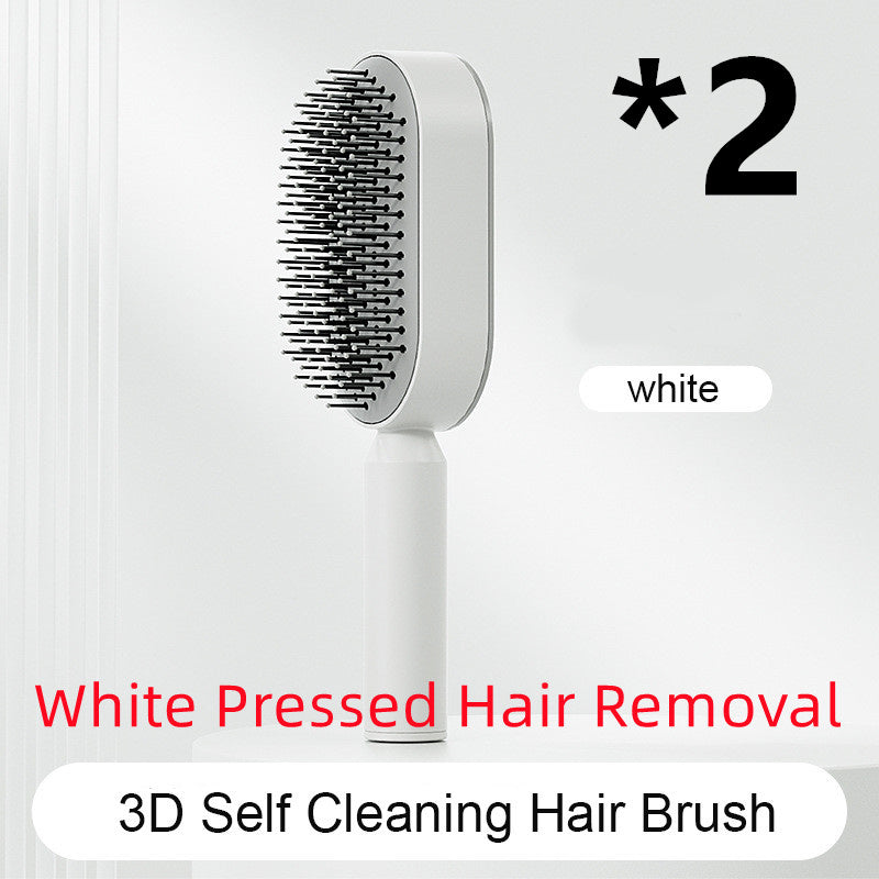 The Serenity Glide: One-Key Self-Cleaning Detangler & Scalp Massager Brush Feminé Luxé