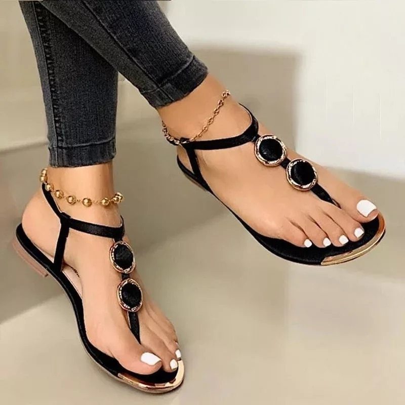 The Aegean Medallion Slide: Gilded Toe-Ring Flat Sandal Feminé Luxé